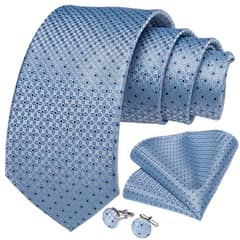 SN SONEC - Corbata celeste formal hombre paño y colleras Celeste Diamantes