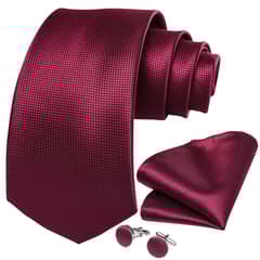 SN SONEC - Corbata Vinotinto hombre seda con paño y colleras Vinotinto Classic