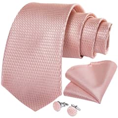 SN SONEC - Corbata Rosa hombre seda con paño y colleras Palo Rosa