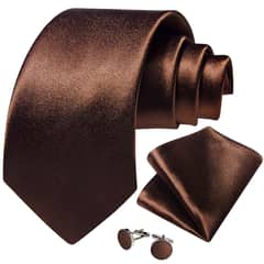 SN SONEC - Corbata Cafe hombre seda con paño y colleras Cafe Italiano