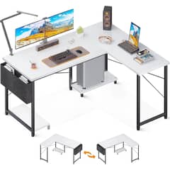 YOMYM - Escritorio en forma de L con bolsillo de almacenamiento 102×102×76CM