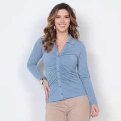 WADOS - BLUSA DE PUNTO MANGA LARGA CON RECOGIDO Y ABOTONADO EN DELANTERO