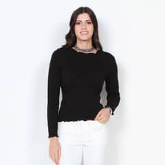 WADOS - POLERA MANGA LARGA CON TEXTURA Y ESCOTE REDONDO