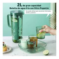 ARCA SHOPPING - Set Jarra 2 Litros + 4 Vasos Jarra Agua Jugo Refrigerante