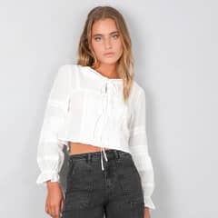 RAINDOOR - Blusa Cinta Pliegues Blanco Mujer