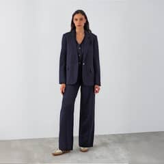 RAINDOOR - Blazer Lineas Lurex Azul Mujer