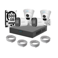 UNIARCH - Kit 4 Camaras Bala Ir Poe Audio 2mp Dd 500gb