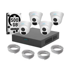 UNIARCH - Kit 4 Camaras Domo Ir Poe Audio 2mp Dd 500gb