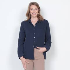 WADOS - BLUSA MANGA LARGA SOLIDA CUELLO CAMISERO BOLSILLO DELANTERO