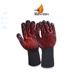 GENERICO - Guantes parrilleros temperaturas altas VALSUS negro con rojo