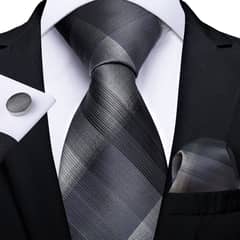 SN SONEC - Set Corbata Hombre Seda con Pañuelo Colleras Modelos Un Tono En Caja