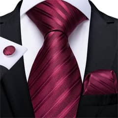 SN SONEC - Set Corbata Hombre Seda con Pañuelo Colleras Modelos Un Tono En Caja