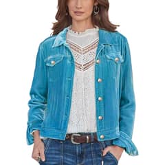 BLWOENS - Chaqueta con botón y bolsillo para mujer - Celeste