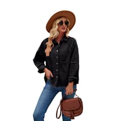 BLWOENS - Chaqueta con bolsillos y botones para mujer - Negro