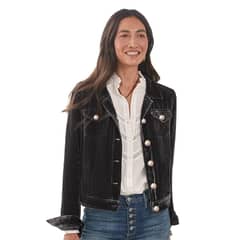 BLWOENS - Chaqueta con botón y bolsillo para mujer - Negro