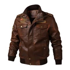 BLWOENS - Chaqueta de cuero PU para Hombre- Marrón
