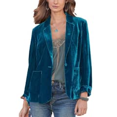 BLWOENS - Chaqueta co botón y bolsillo para mujer - Azul