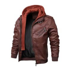BLWOENS - Chaqueta de cuero PU para Hombre- Marrón
