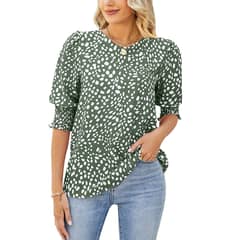 BLWOENS - Polera de manga corta de verano para mujeres - Verde