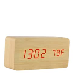 GENERICO - Reloj Despertador Digital Led Tipo Madera Decorativo A Pilas Café Claro R