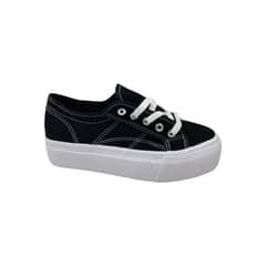 HERIEL - Zapatilla Negra Textil Plataforma Mujer