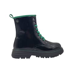 HERIEL - Botín Negro Charol Cordones Multicolor