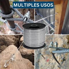 DICAS - Piola Cable De Acero Forrado Pvc 7 Mm 100 Metros