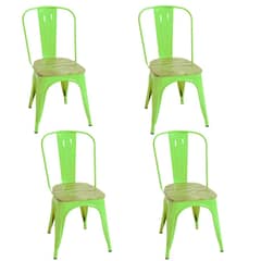 CORI CORI - Pack 4 Sillas Tolix Verde (Asiento de Madera)