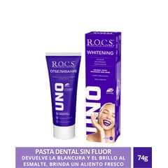 ROCS - Pasta Dental Blanqueadora Uno Whitening 74g Sin Fluor