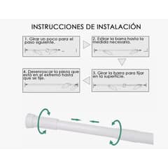 GENERICO - Barra Extensible 110-200cms Cortina De Ducha Acero Cromada Blanco