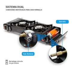 GENERICO - Estufa Camping Portátil 2 Platos Con Encendido Automático