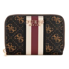 GUESS - Billetera Laurel Slg Small Zip Around Mujer Café