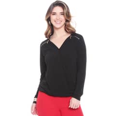 WADOS - BLUSA MANGA LARGA ESCOTE CRUZADO CON CIERRE EN HOMBROS