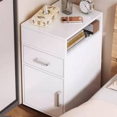 ROHE - Velador Con Un Cajón Y Una Puerta Blanco 35x40x65 Cm