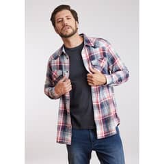 WRANGLER - Camisa Hombre Western Shirt Red Blue Plaid