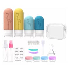 KUANGYE - Set Botella De Viaje Dispensadora 17 Contenedores Accesorios