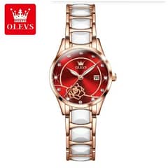 STARTECHOFFICE - Reloj de Pulsera Elegante para Mujer Esfera Roja Cerámica Blanca