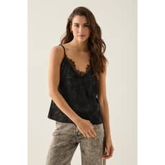 ASH - Blusa Sin Mangas Negro Mujer