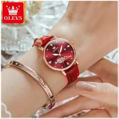 STARTECHOFFICE - Reloj femenino de diseño romántico con esfera roja correa de cuero