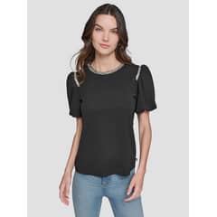 KARL LAGERFELD - Blusa con ribete de tweed