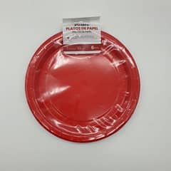 FLIPEREX - Set 6 Platos Desechables 18 Cm Colores Para Cumpleaños - Rojo