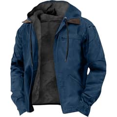 DANWEILE - Chaqueta con gorro y cuello para hombre - Azul