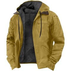 DANWEILE - Chaqueta con gorro y cuello para hombre - Marrón