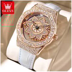 STARTECHOFFICE - Reloj de Mujer de Lujo con Diseño Floral Rotativo y Correa de Cuero