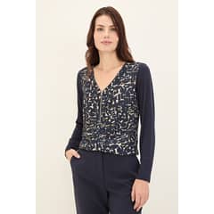 MA GRIFFE - Polera Manga Larga Azul Marino Mujer Magriffe