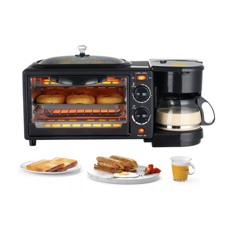 Máquina De Desayuno Eléctrica 3 En 1 Mini Cafetera Con Horno