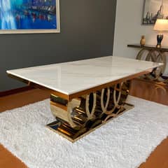 GENERICO - Mesa de Comedor Cronos Dorado Blanco Estambul Design