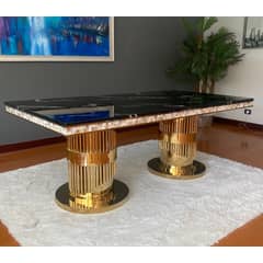 GENERICO - Mesa de Comedor Horus Dorado Negro Estambul Design