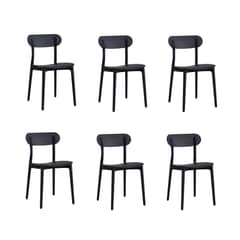PLOS - Silla De Comedor Aprilia Set x6 Unidades Terraza Cocina Comedor Negro