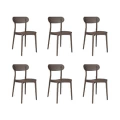 PLOS - Silla De Comedor Aprilia Set x6 Unidades Terraza Cocina Comedor Gris Taupé